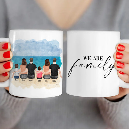 Personalisierte Tasse - 2 Familien mit 1 Kind + 1 Baby