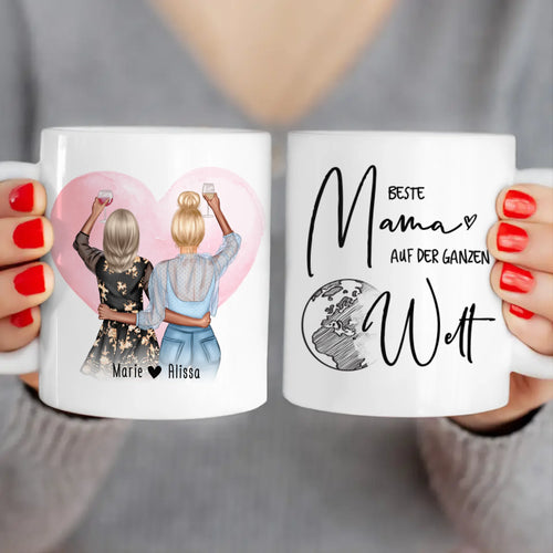 Personalisierte Tasse - Mutter + Tochter mit Drinks