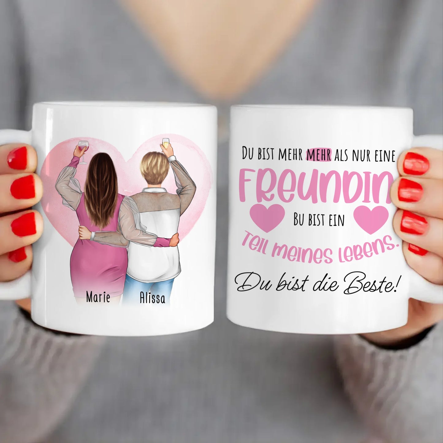 Personalisierte Tasse Beste Freundin (2 Freundinnen) (Plus Size)