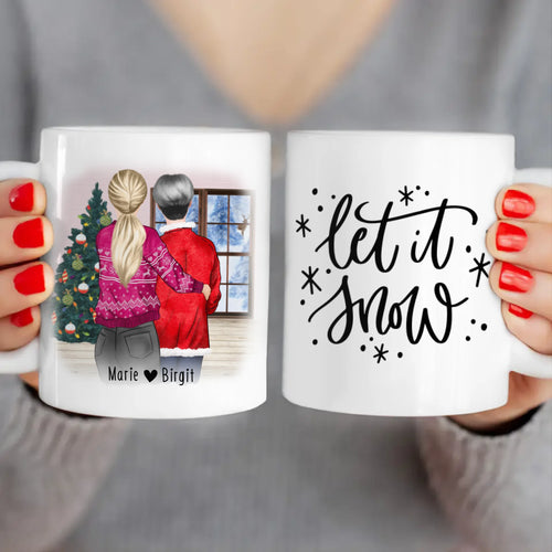 Personalisierte Tasse - Mutter/Mama + Tochter (stehend) - Weihnachtstasse