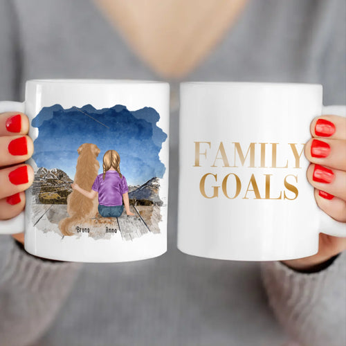 Personalisierte Tasse - 1 Kind und 1 Hund