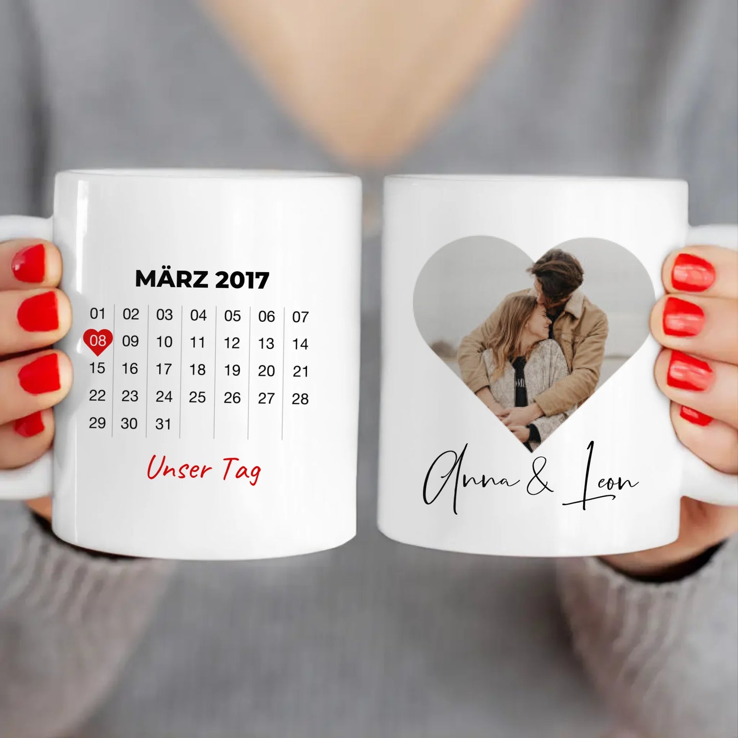 Personalisierte Tasse mit Jahrestag und Bild - Jahrestag Geschenk für Paare