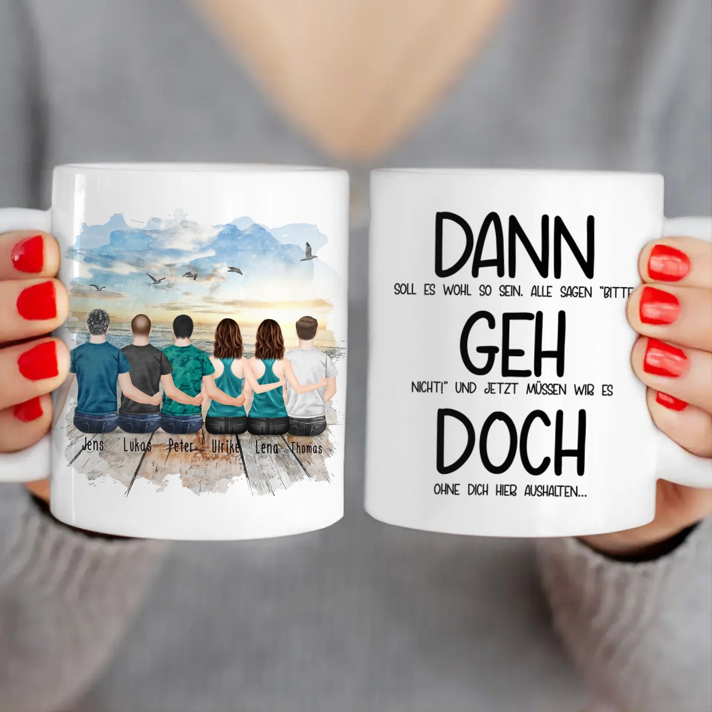 Personalisierte Tasse Kollegen (2 Frauen + 4 Männer) - Abschiedsgeschenk