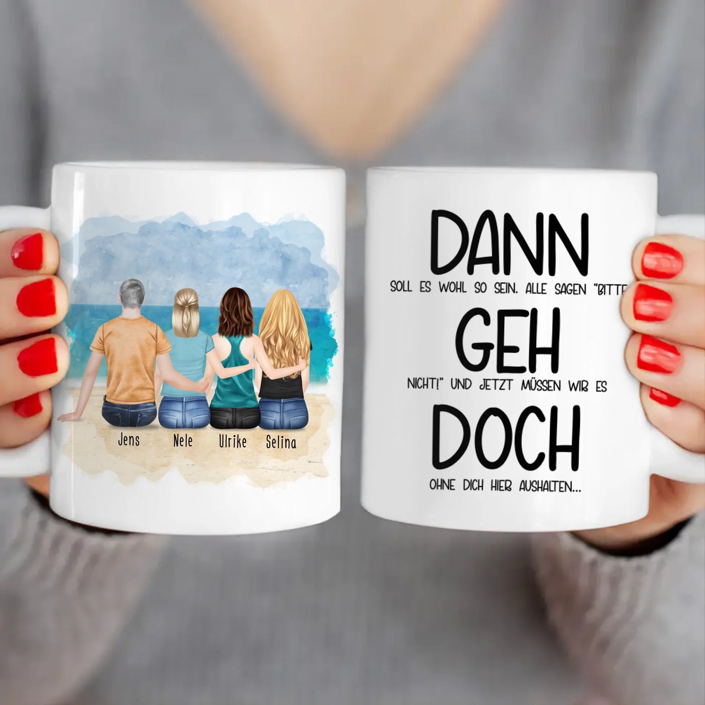 Personalisierte Tasse Kollegen (3 Frauen + 1 Mann) - Abschiedsgeschenk