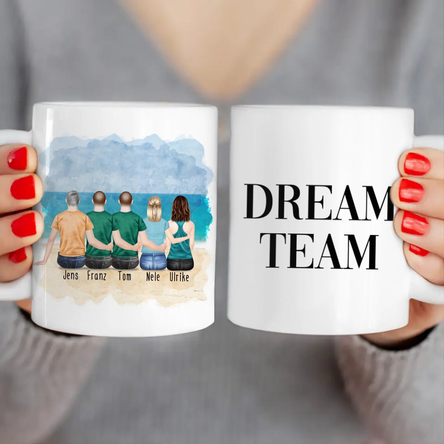 Personalisierte Tasse - 2 Frauen + 3 Männer