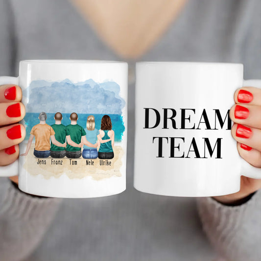 Personalisierte Tasse - 2 Frauen + 3 Männer