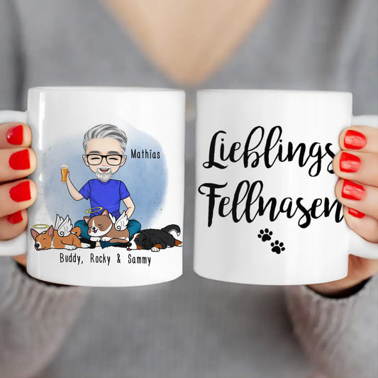 Personalisierte Tasse Hundepapa/Katzenpapa/Tierpapa (1-8 Hunde/Katzen)