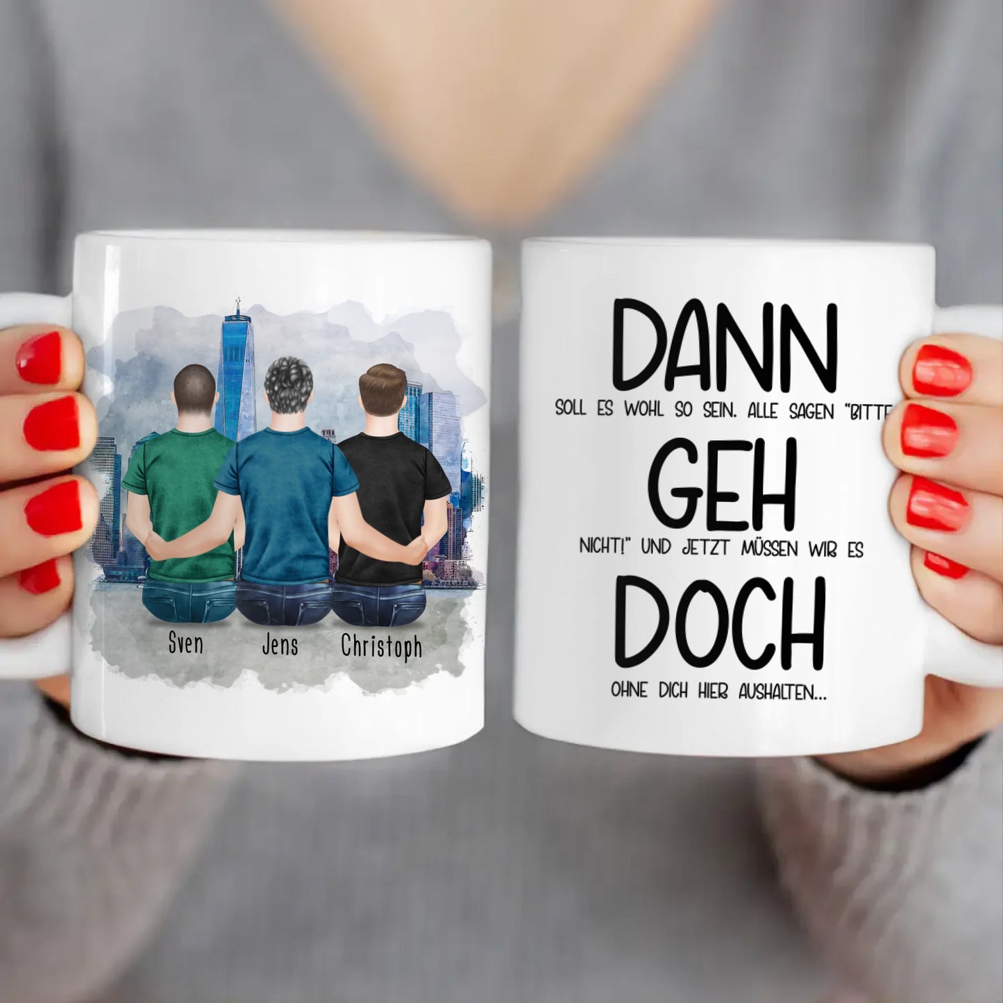 Personalisierte Tasse Kollegen (3 Männer) - Abschiedsgeschenk