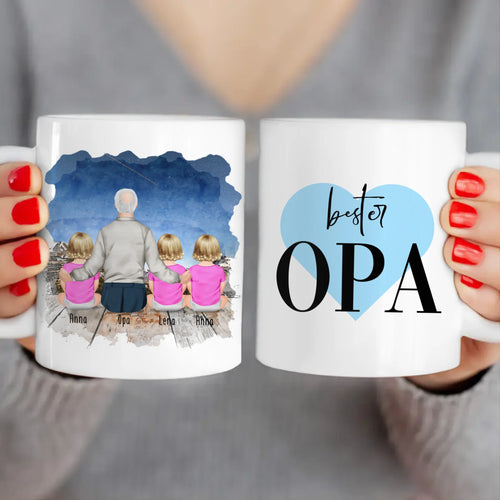 Personalisierte Tasse für Opa (3 Babys + 1 Opa)