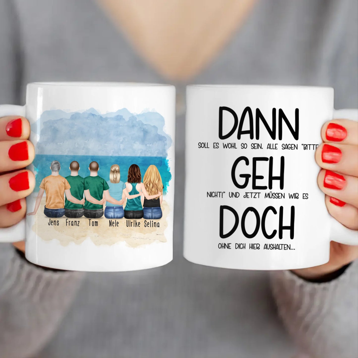 Personalisierte Tasse Kollegen (3 Frauen + 3 Männer) - Abschiedsgeschenk