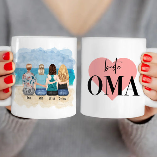 Personalisierte Tasse für Oma (3 Frauen + 1 Oma)