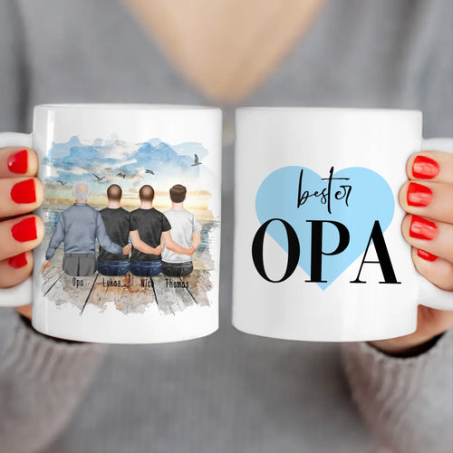 Personalisierte Tasse für Opa (3 Männer + 1 Opa)