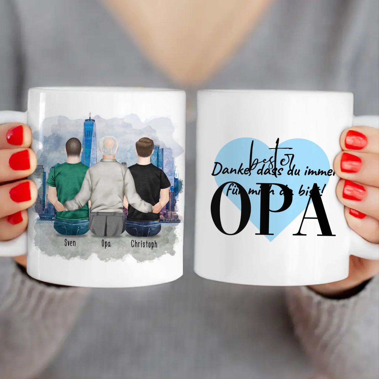 Personalisierte Tasse für Opa (2 Männer + 1 Opa)