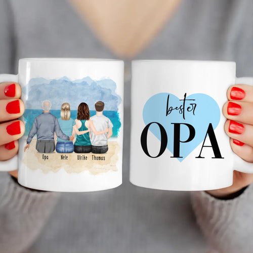 Personalisierte Tasse für Opa (2 Frauen + 1 Mann + 1 Opa)