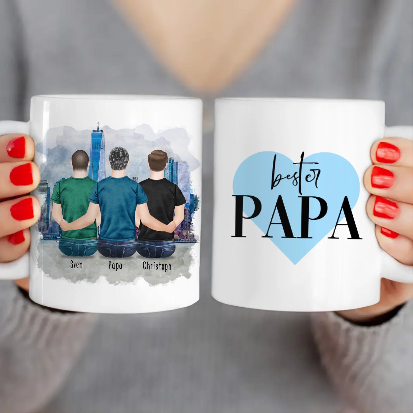 Personalisierte Tasse mit Vater/Sohn (2 Söhne)