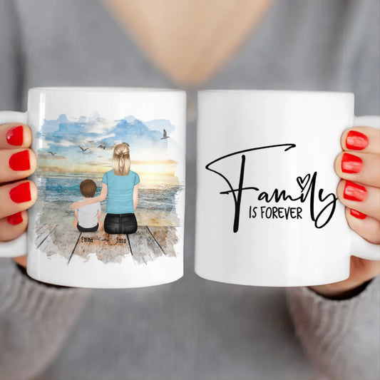 Personalisierte Tasse mit Mutter/Kind (1 Kind/Baby)