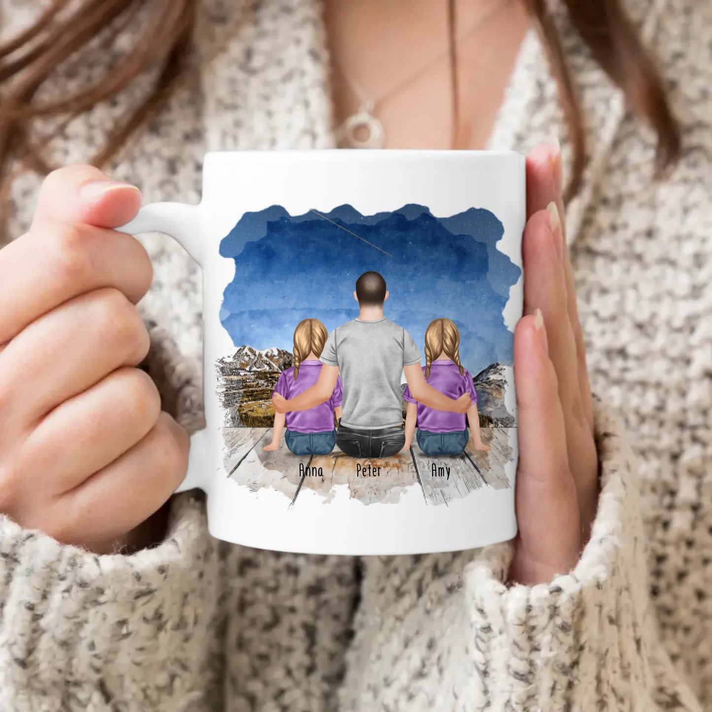 Personalisierte Tasse - Bester Pate (2 Kinder + 1 Mann)