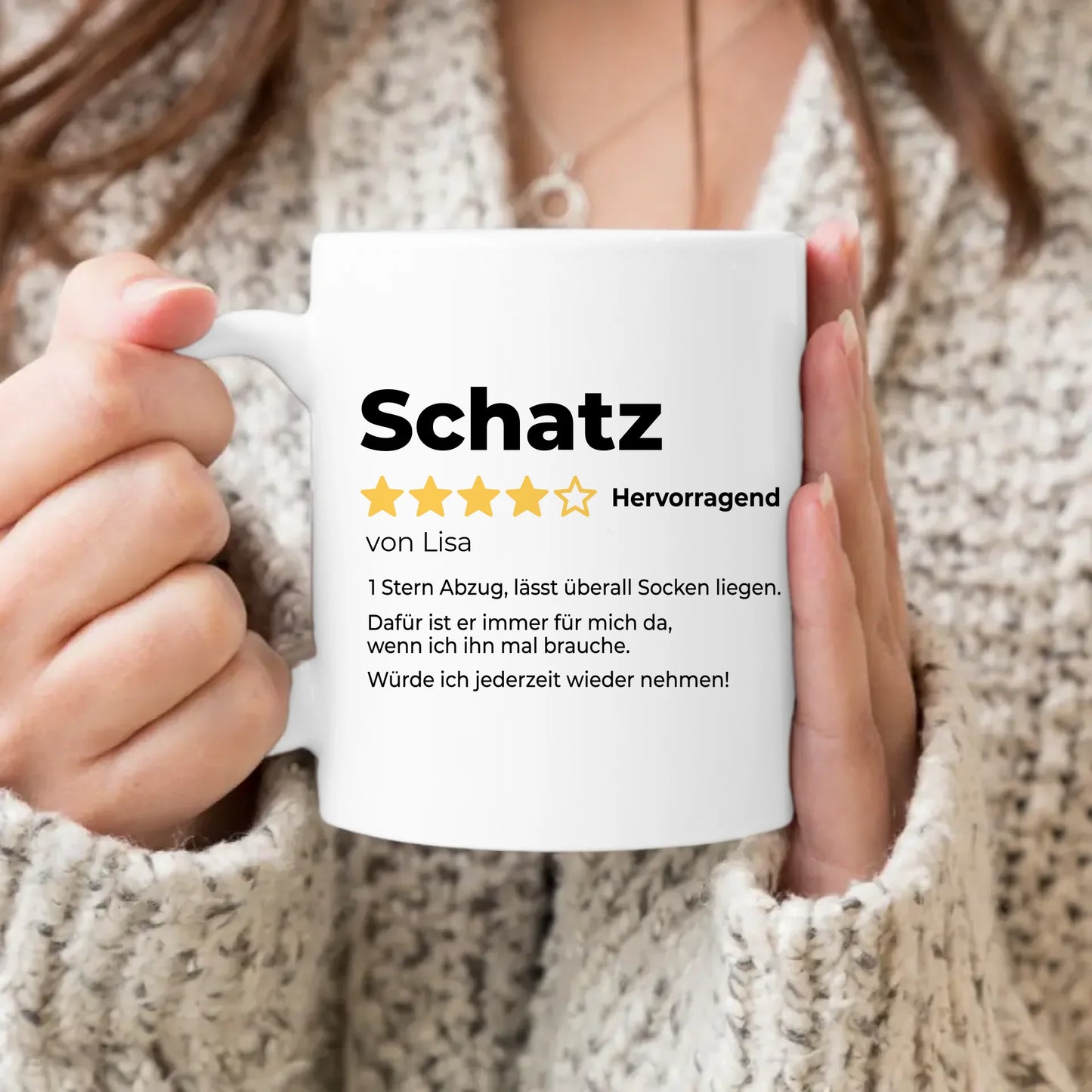 Personalisierte Tasse - Bewertung für Partner