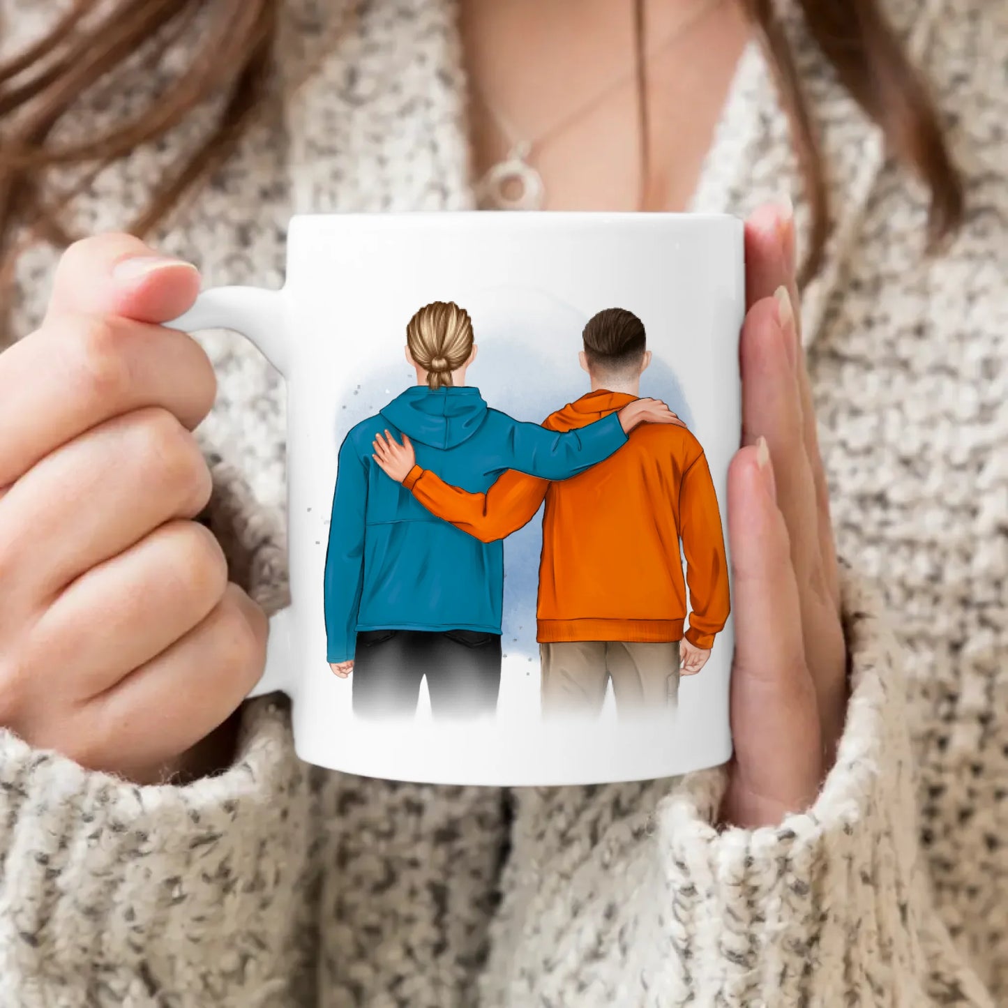 Personalisierte Tasse - 2 männliche Beste Freunde (stehend)