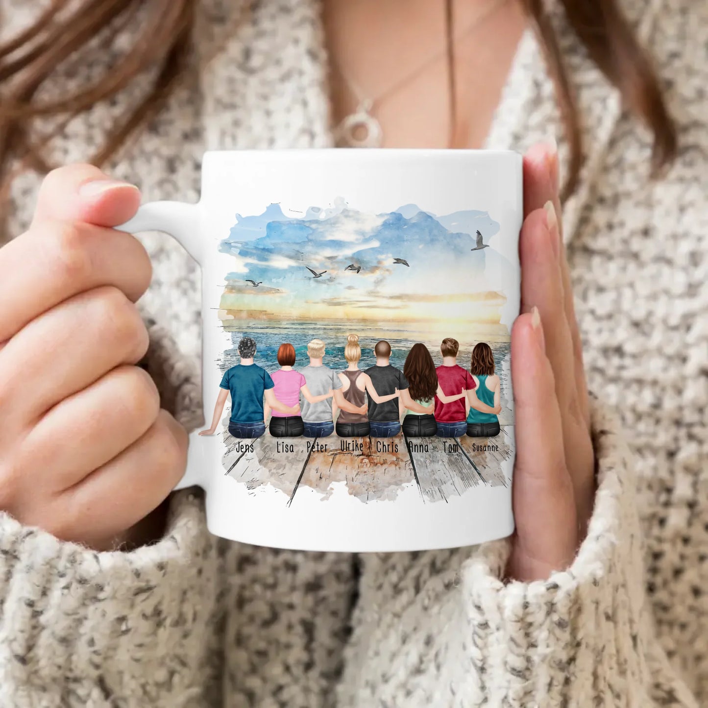 Personalisierte Tasse Kollegen (4 Frauen + 4 Männer) - Abschiedsgeschenk