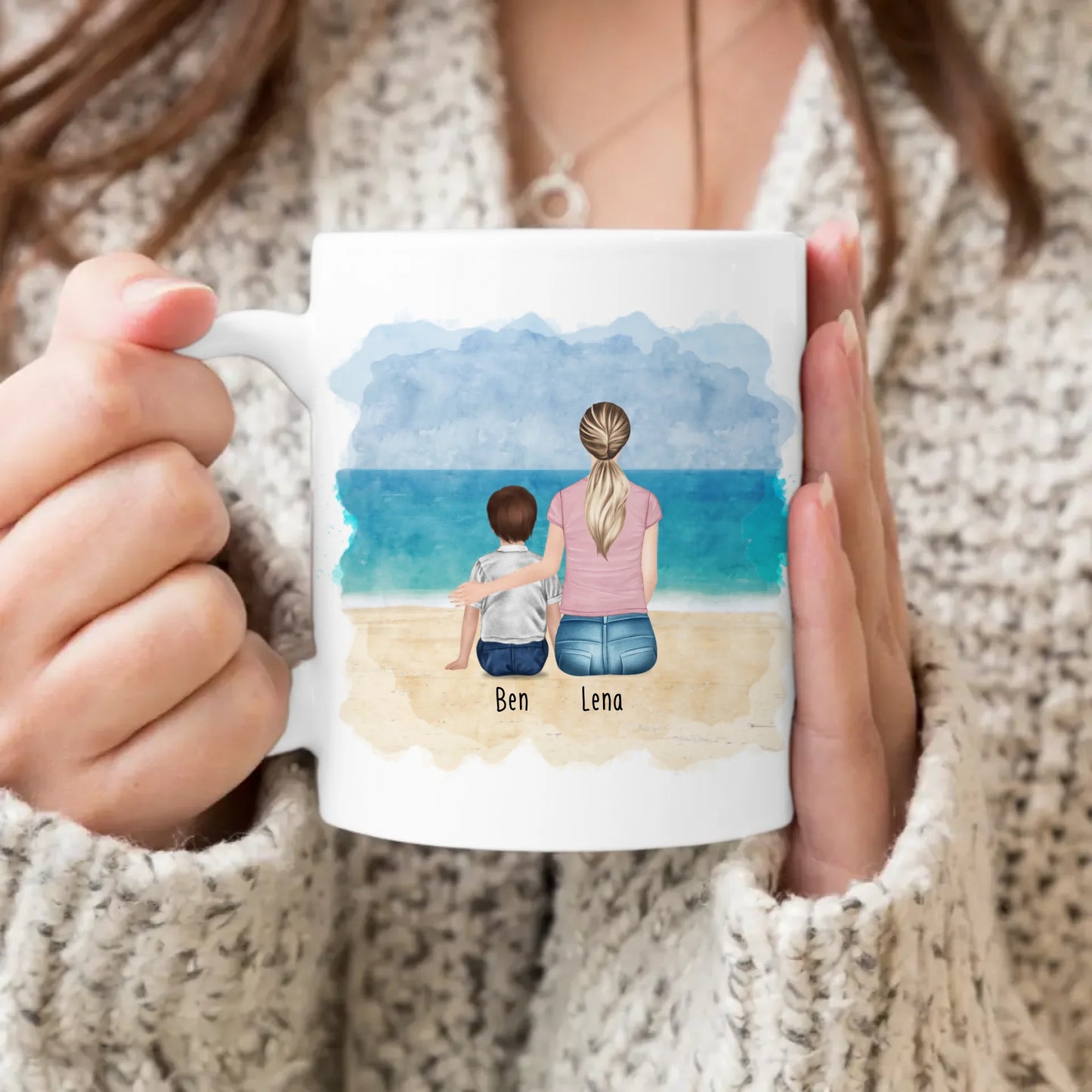 Personalisierte Tasse - Beste Patin (1 Kind/Baby + 1 Frau)