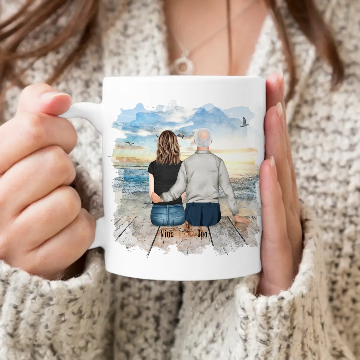 Personalisierte Tasse für Opa (1 Frau + 1 Opa)