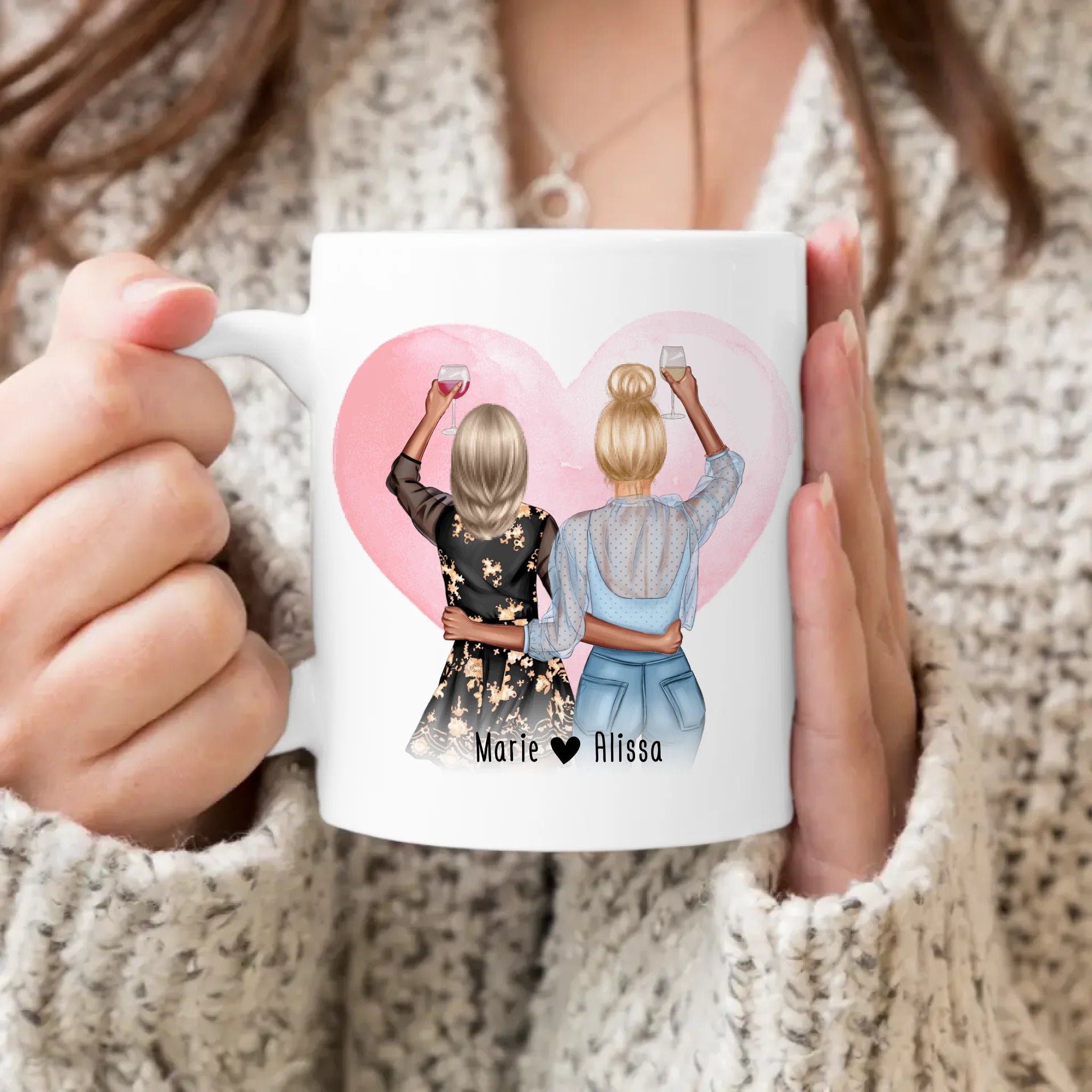 Personalisierte Tasse - Mutter + Tochter mit Drinks