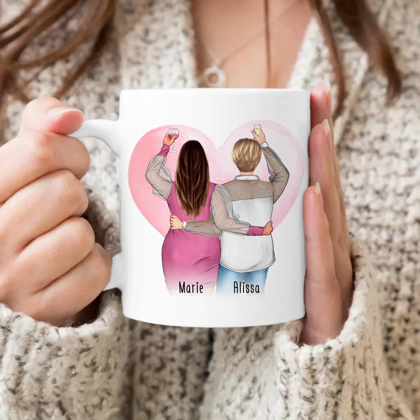 Personalisierte Tasse Beste Freundin (2 Freundinnen) (Plus Size)