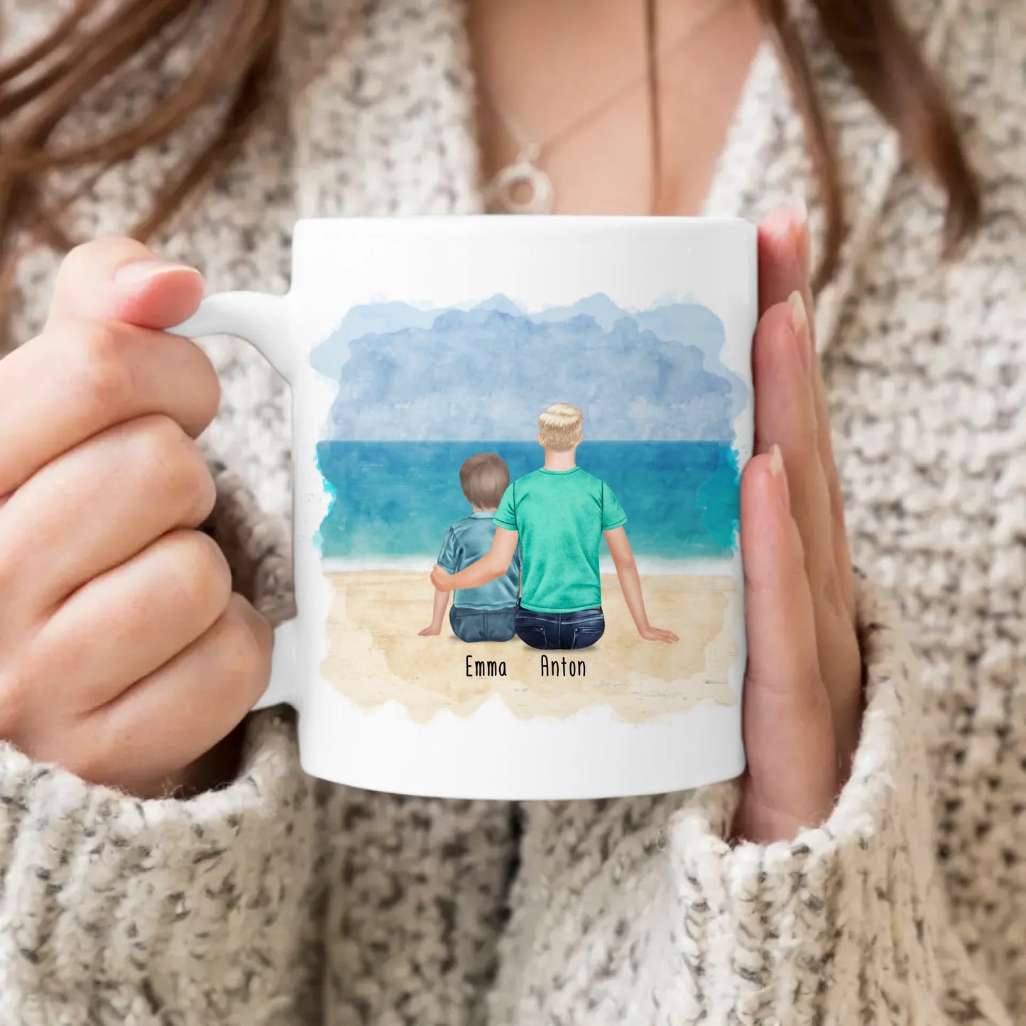 Personalisierte Tasse - 1 Teenager (m) + 1 Kind (m/w)