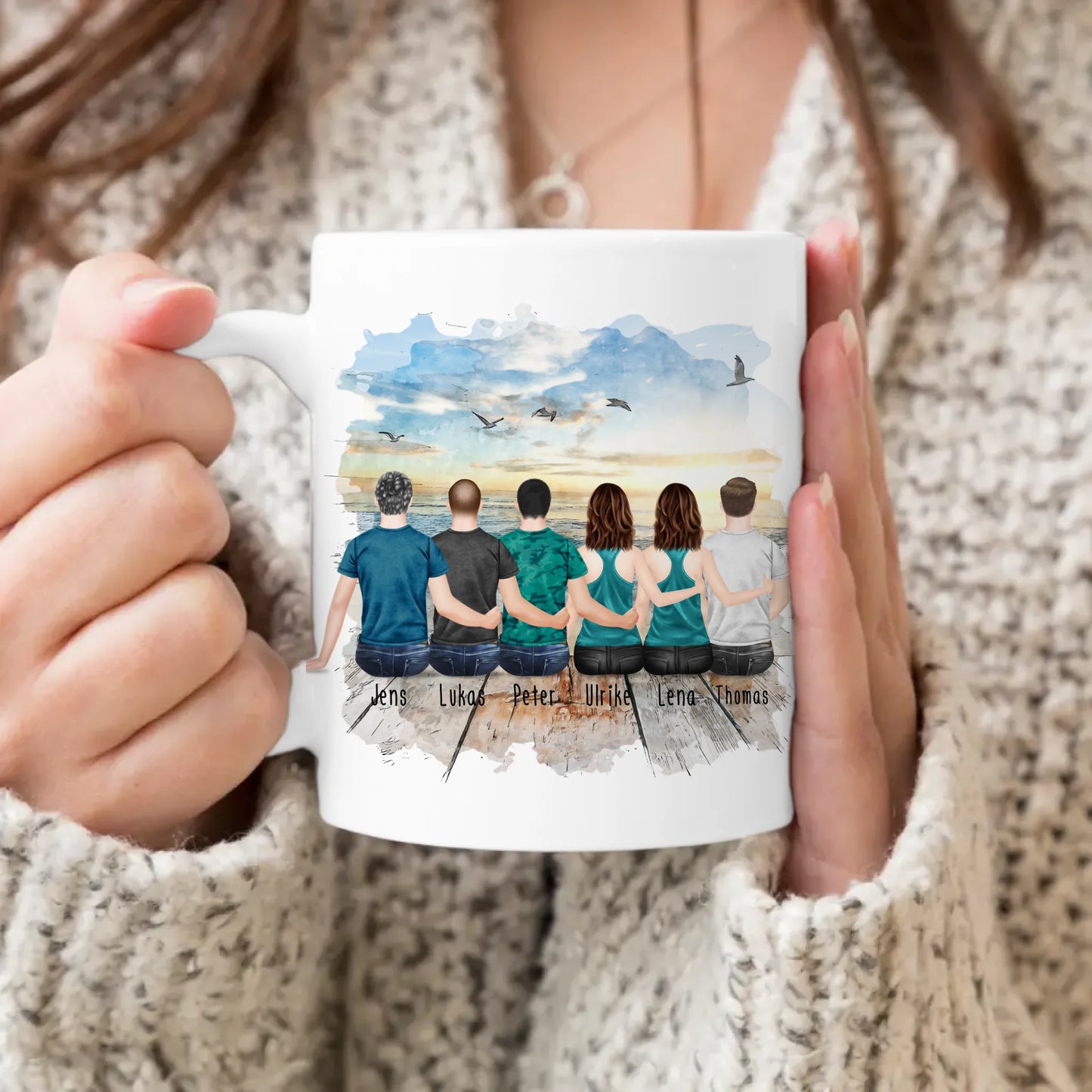 Personalisierte Tasse - Beste Freunde (2 Frauen + 4 Männer)