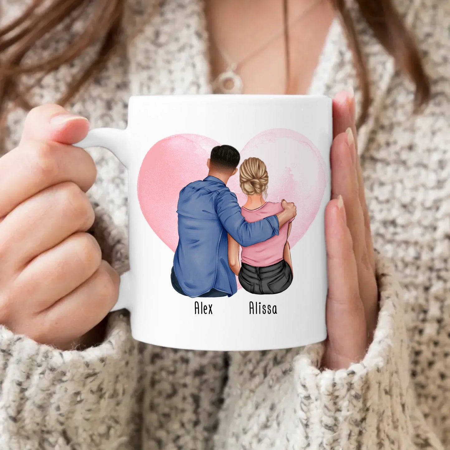 Personalisierte Tasse mit Paar (sitzend)