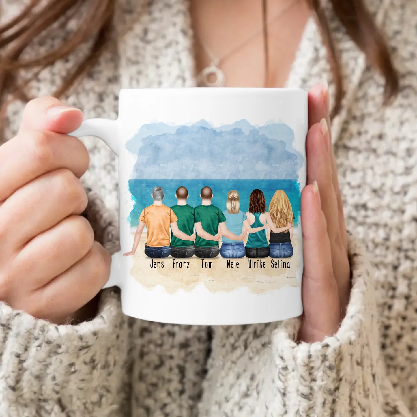 Personalisierte Tasse - Beste Freunde (3 Frauen + 3 Männer)