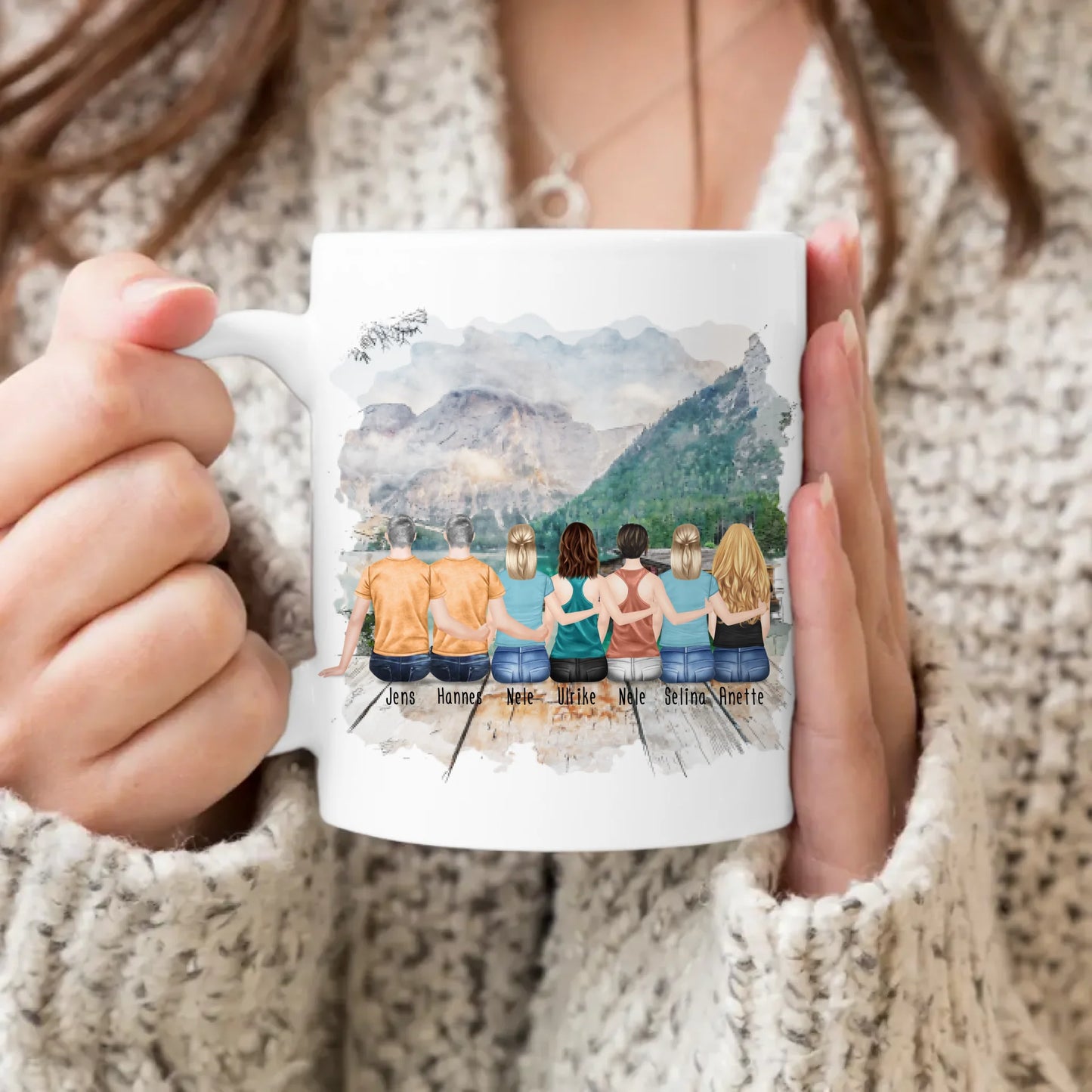 Personalisierte Tasse mit Bruder/Schwester (5 Schwestern + 2 Brüder)