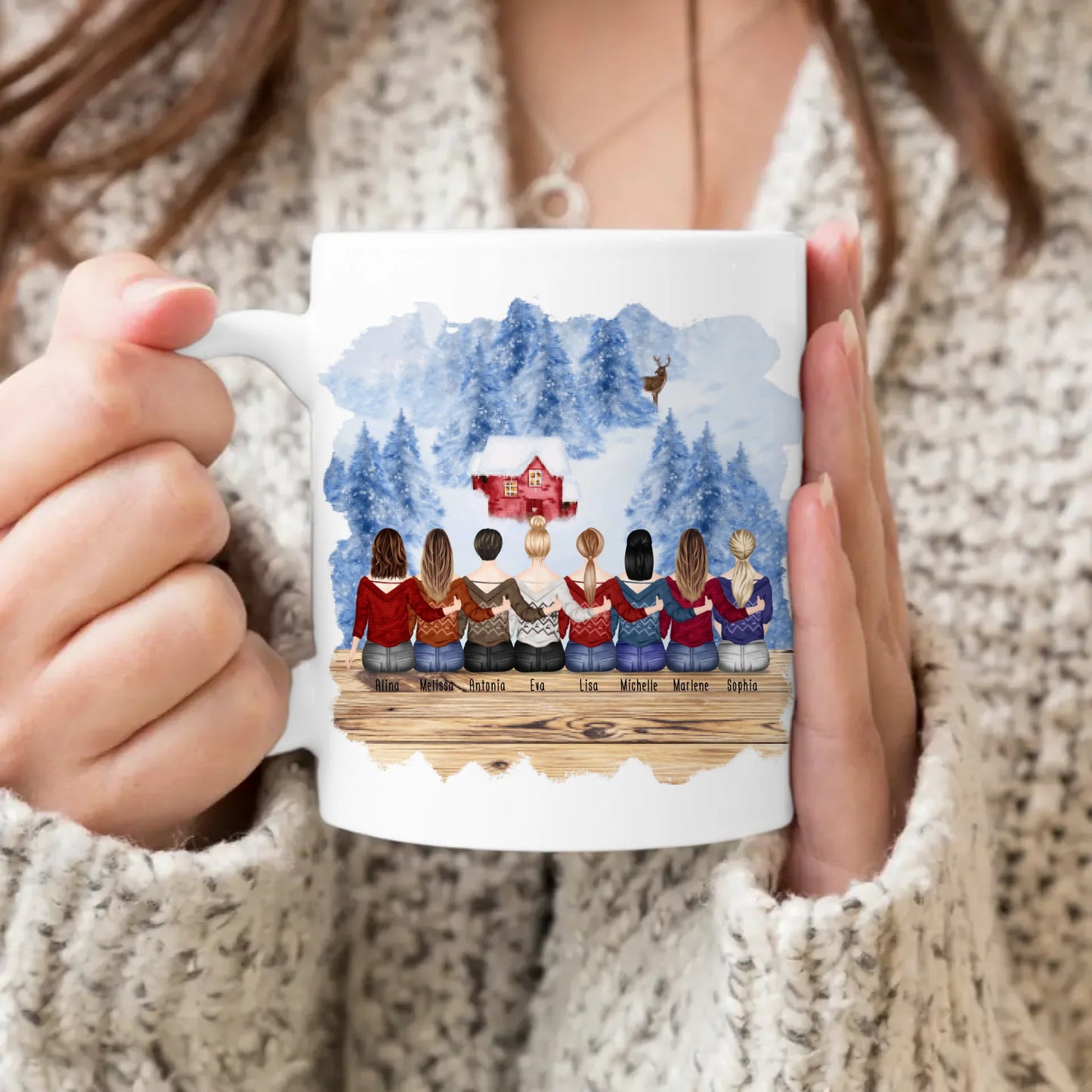 Personalisierte Tasse für Beste Freundinnen (8 Freundinnen) - Weihnachtstasse