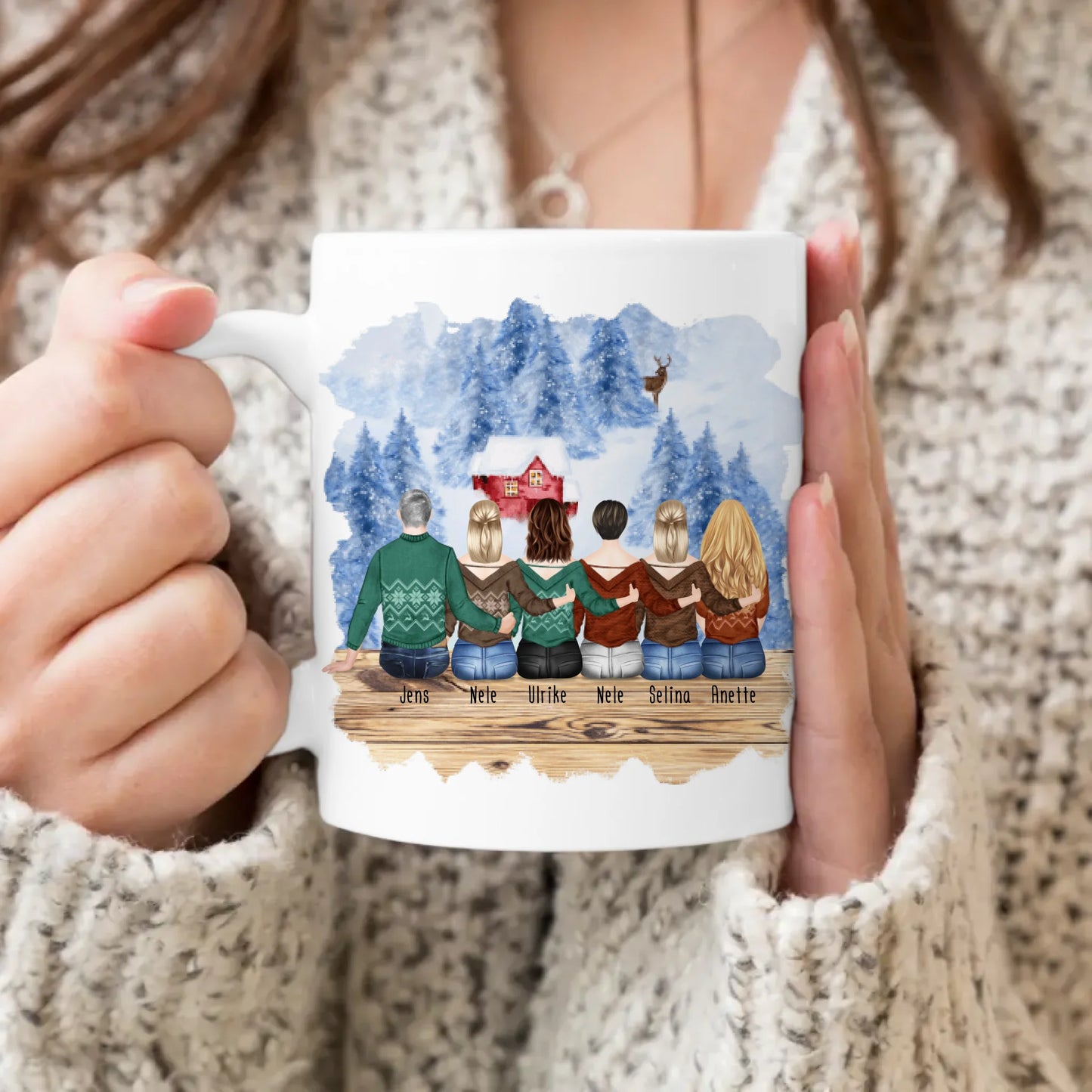 Personalisierte Tasse mit Bruder/Schwester (5 Schwestern + 1 Bruder) - Weihnachtstasse