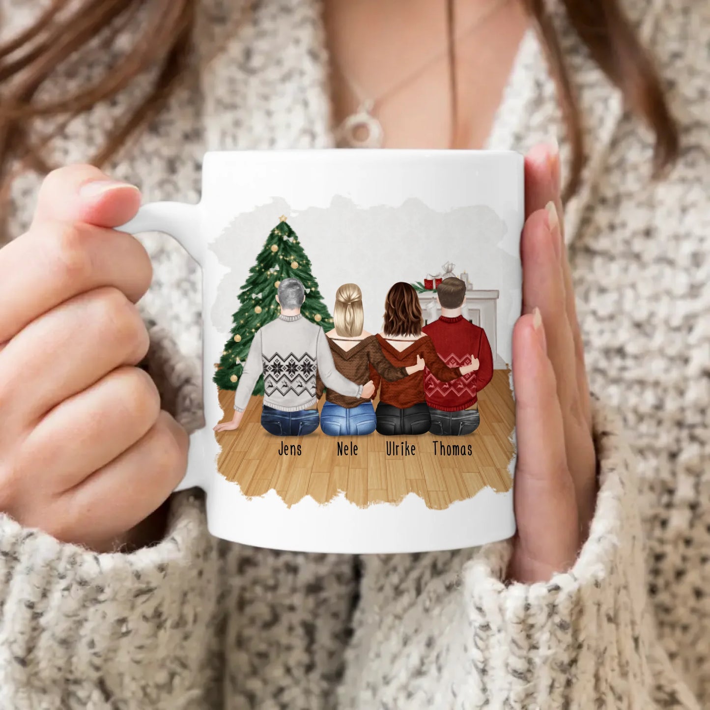 Personalisierte Tasse - Beste Freunde (2 Frauen + 2 Männer) - Weihnachtstasse