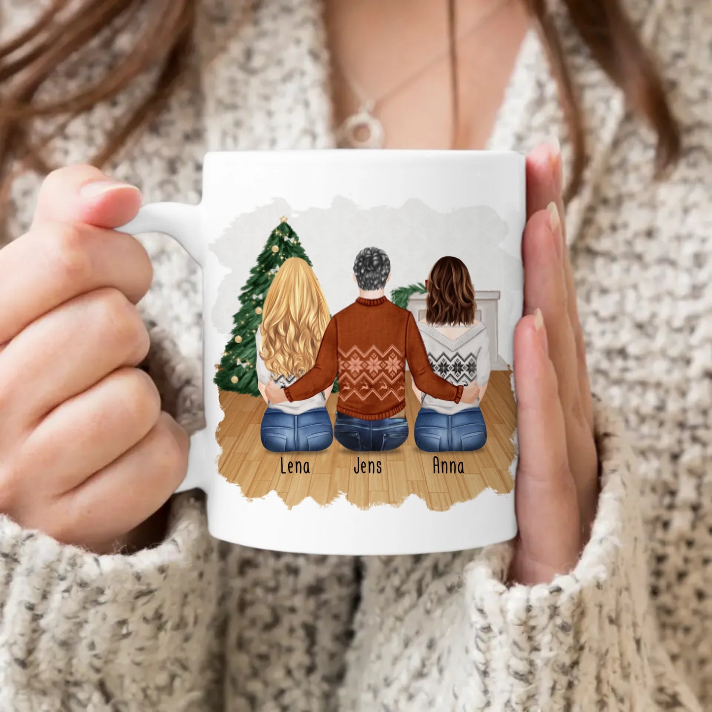 Personalisierte Tasse - Beste Freunde (2 Frauen + 1 Mann) - Weihnachtstasse