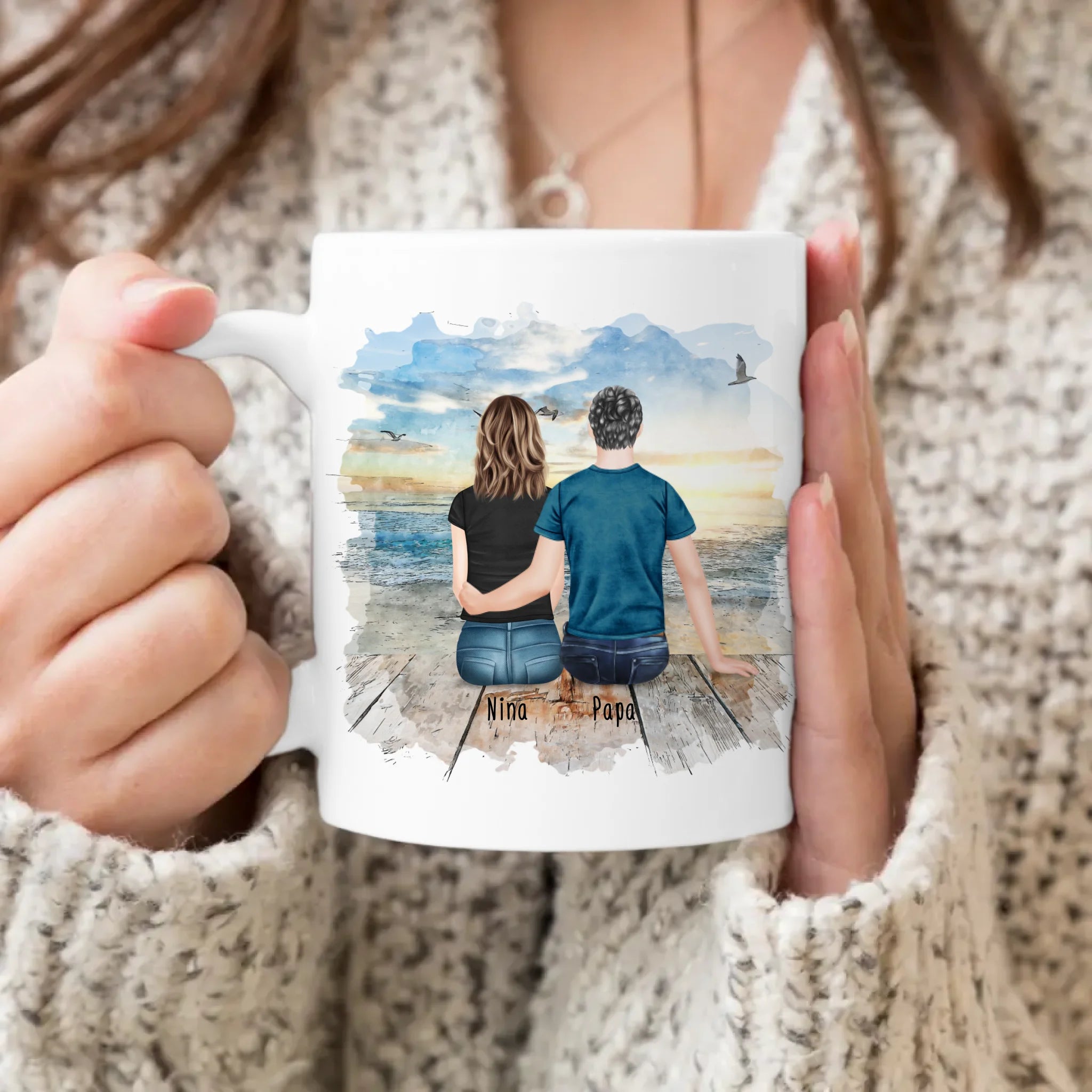 Personalisierte Tasse mit Vater/Tochter (1 Tochter)