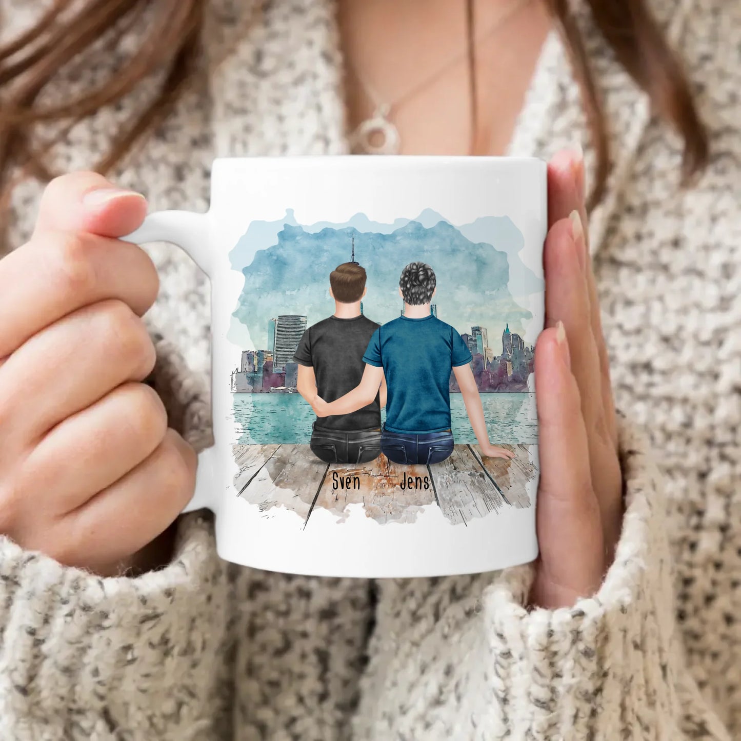 Personalisierte Tasse Kollegen (2 Männer) - Abschiedsgeschenk