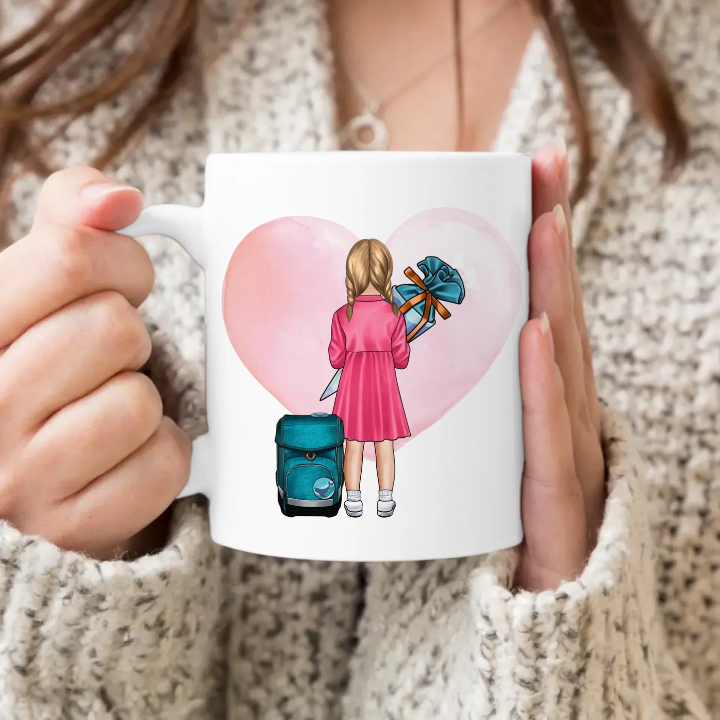 Personalisierte Tasse - Geschenk zur Einschulung (1 Mädchen)