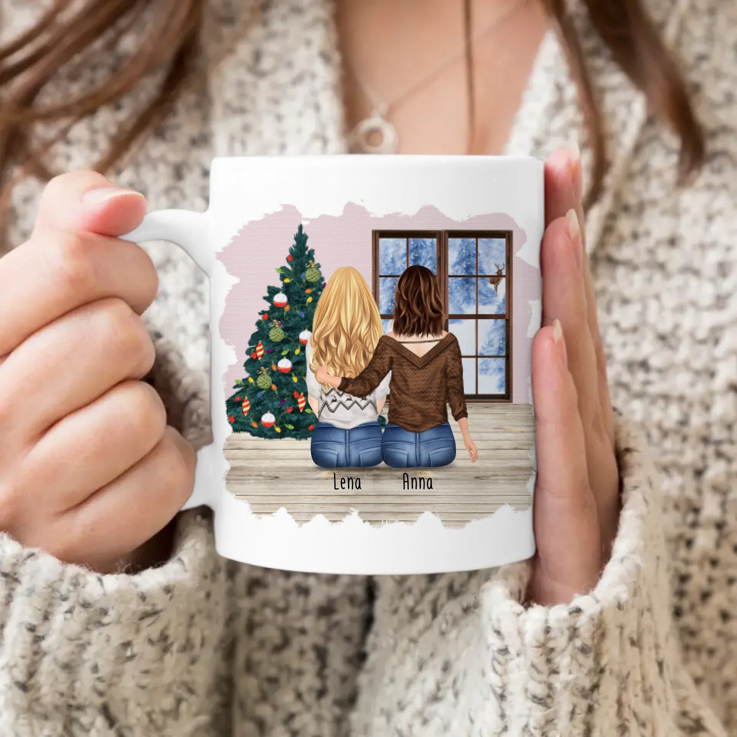 Personalisierte Tasse für Schwestern (2 Schwestern) - Weihnachtstasse