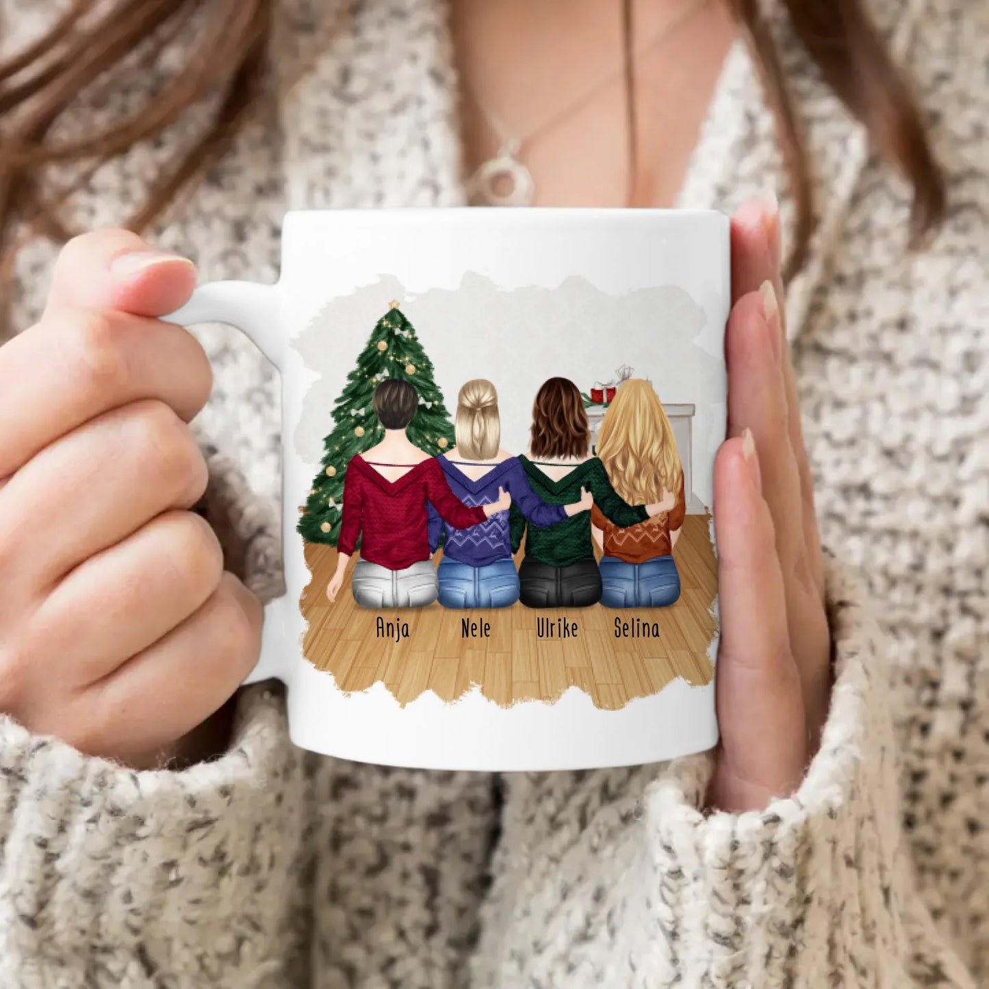 Personalisierte Tasse für Beste Freundinnen (4 Freundinnen) - Weihnachtstasse