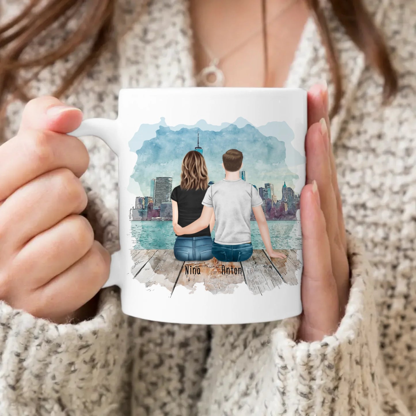 Personalisierte Tasse mit Bruder/Schwester (1 Schwester + 1 Bruder)