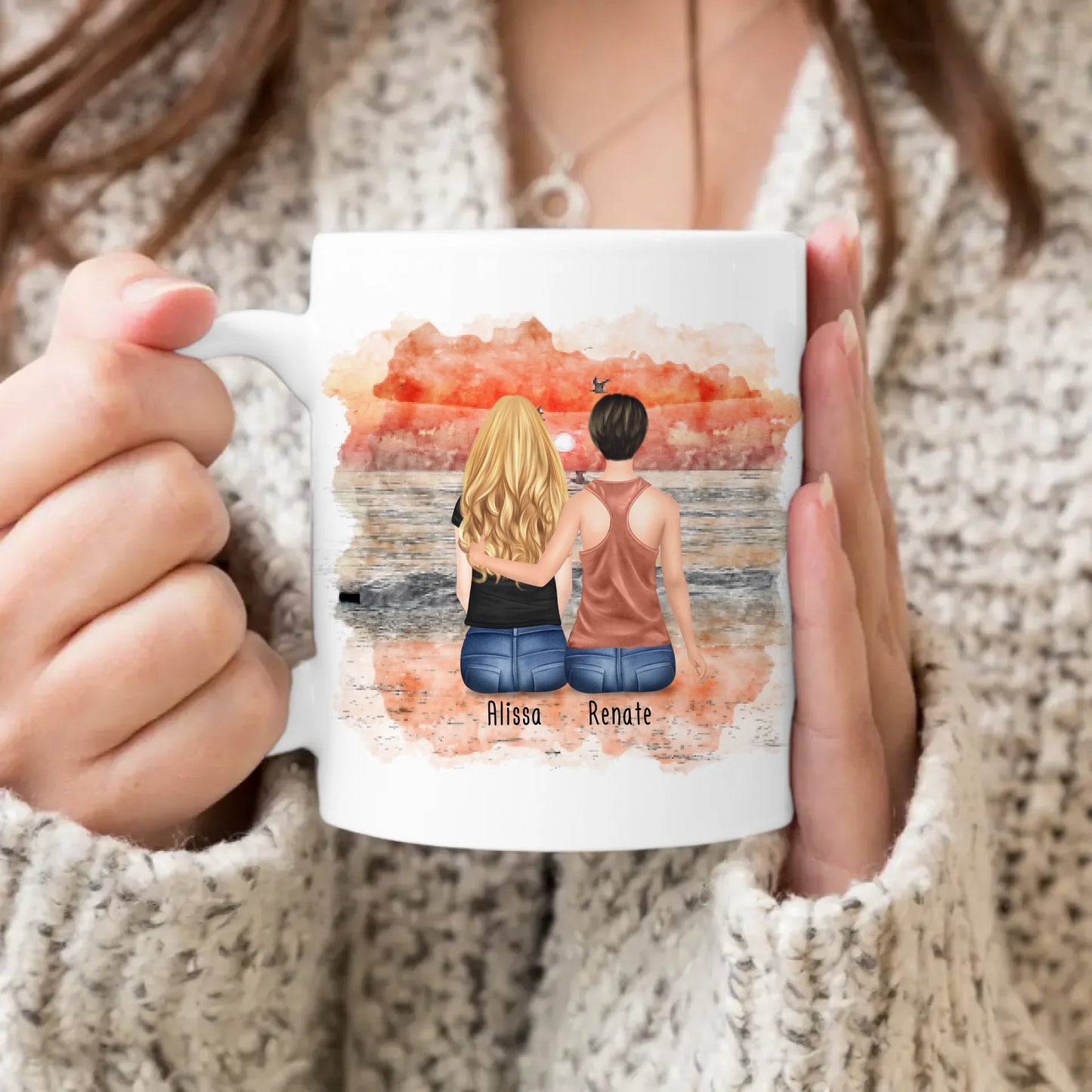 Personalisierte Tasse mit Mutter/Tochter (1 Tochter)