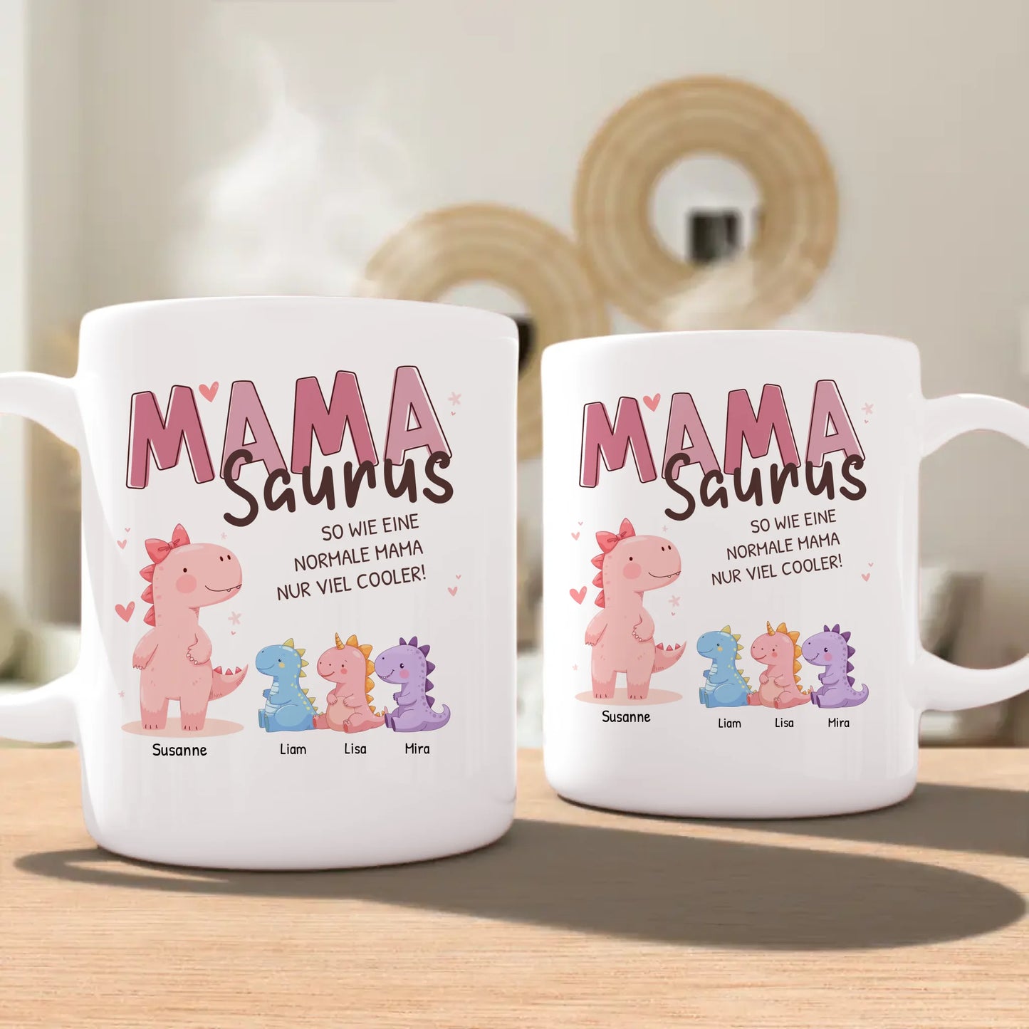 Personalisierte Tasse - Mamasaurus mit 1-10 Kindern