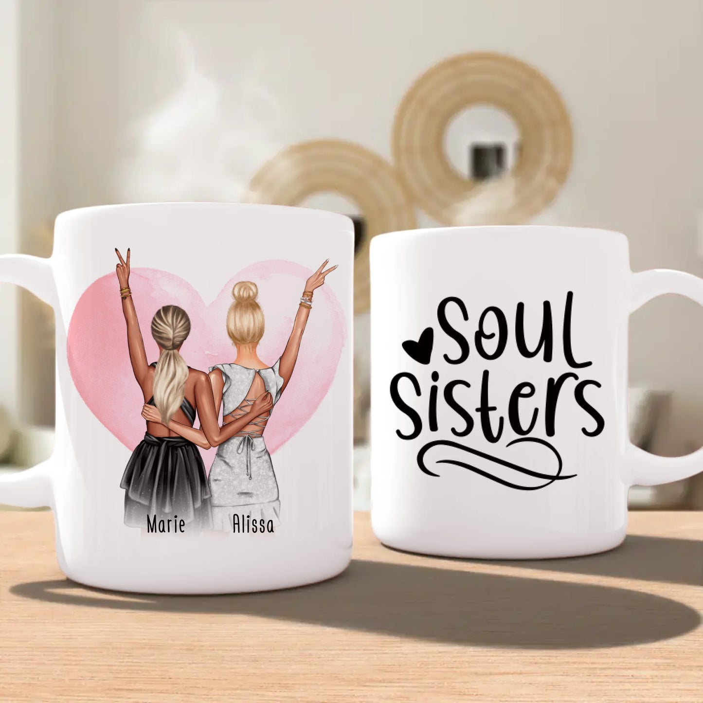 Personalisierte Tasse - Beste Freundin mit Kleid (2 Freundinnen) - Freundinnen Tasse