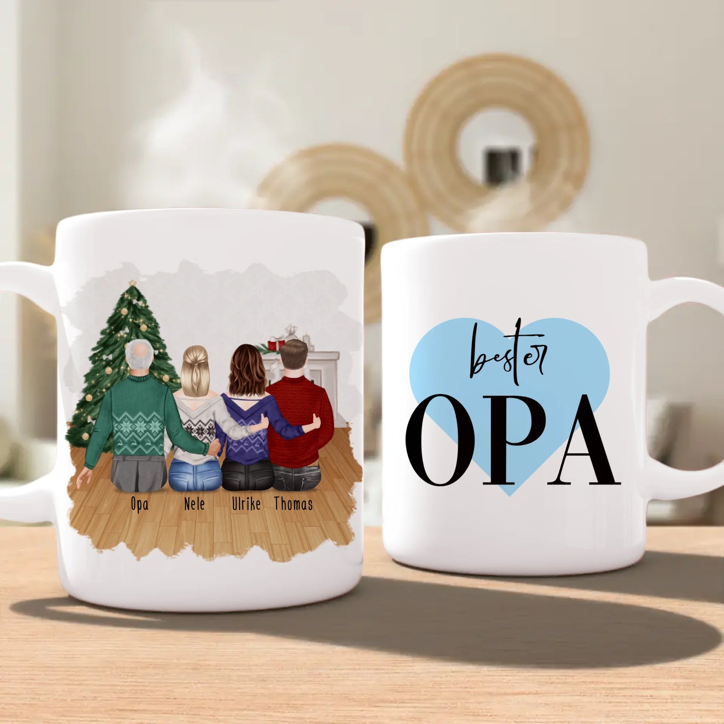 Personalisierte Tasse für Opa (2 Frauen + 1 Mann + 1 Opa) - Weihnachtstasse