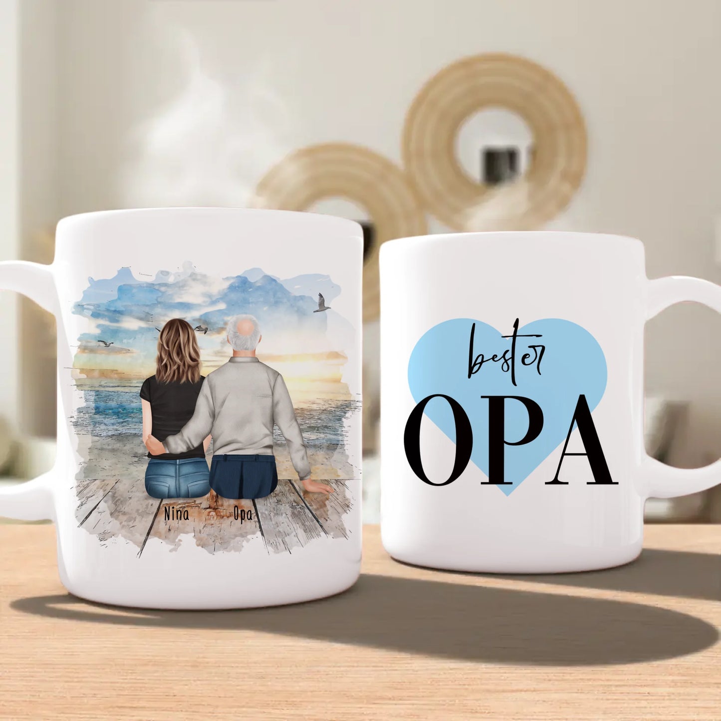 Personalisierte Tasse für Opa (1 Frau + 1 Opa)