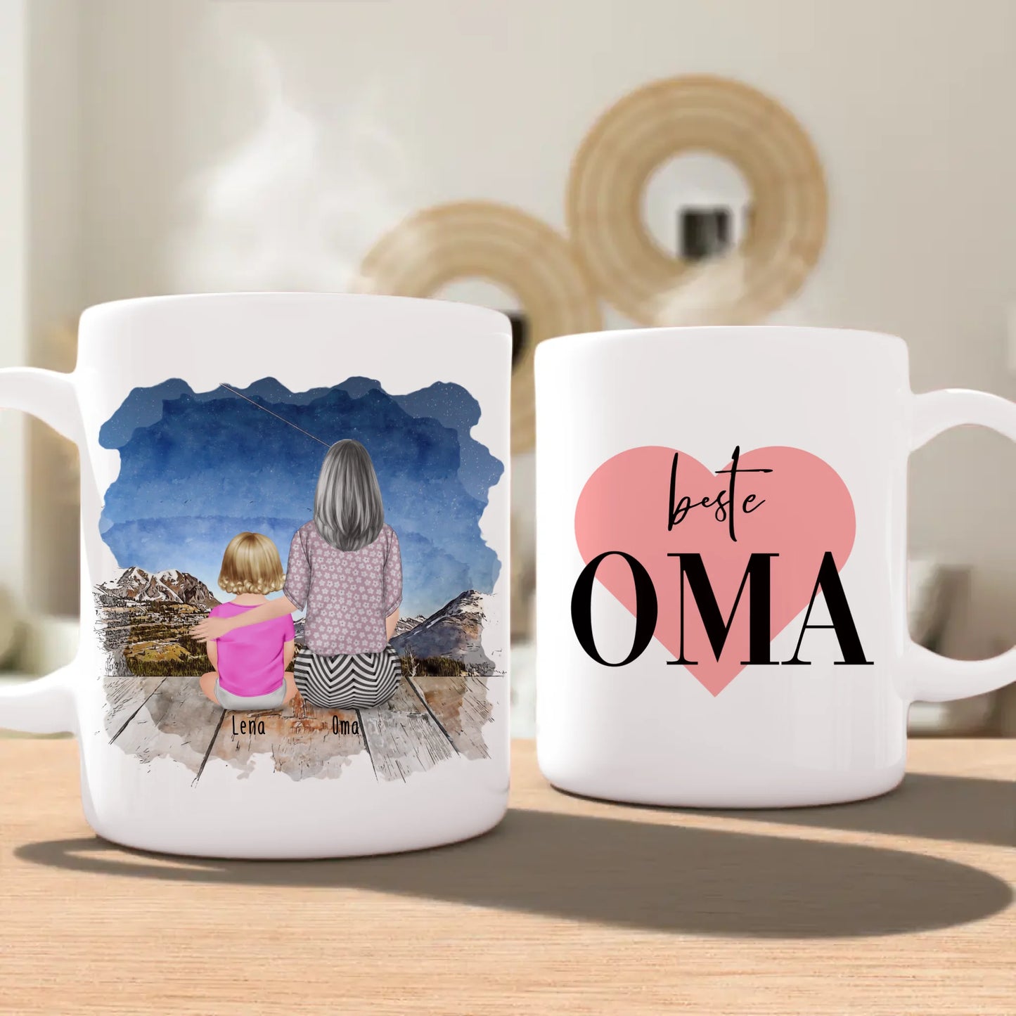 Personalisierte Tasse für Oma (1 Baby + 1 Oma)