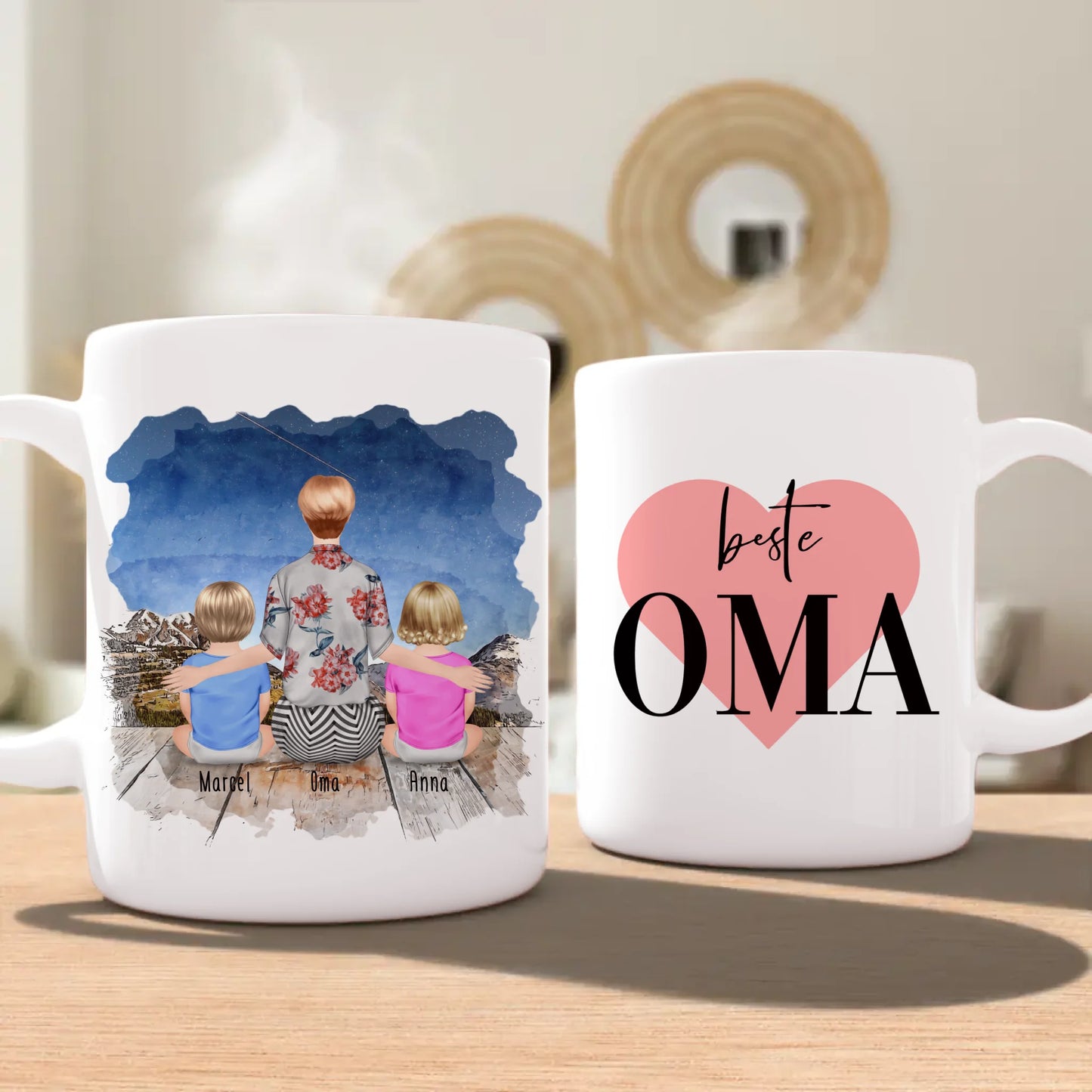 Personalisierte Tasse für Oma (2 Babys + 1 Oma)